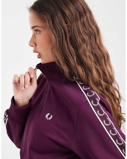 Fred Perry Purple Cropped Taped Track Jacket