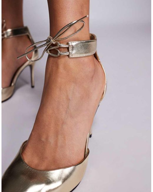 ASOS Brown Pippi Lace Up Detail High Heeled Court Shoes