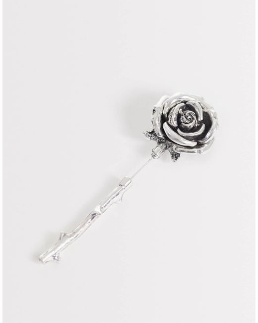 ASOS White Rose Lapel Pin for men