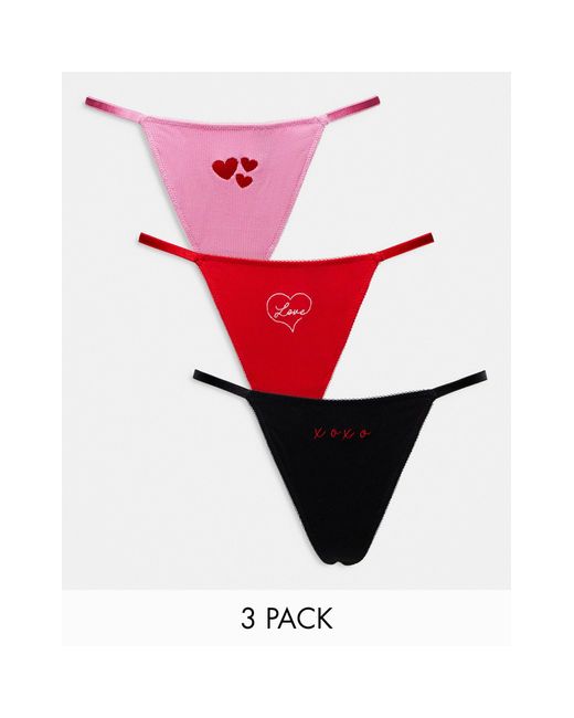 Boux Avenue Red 3 Pack Novelty Thongs