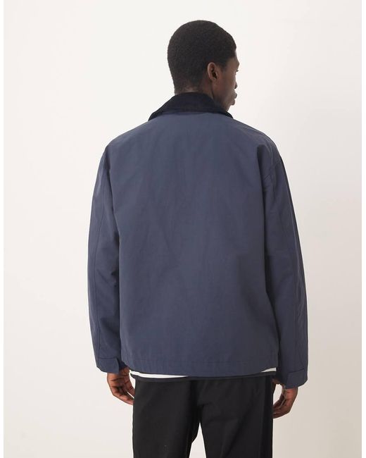 ASOS Blue Harrington Jacket With Cord Collar for men