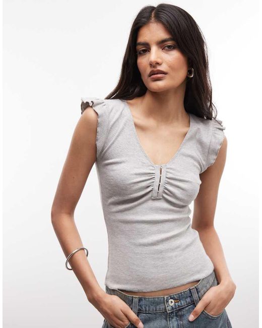 Collusion Gray Ruched Front Tank Top