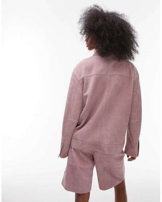 TOPSHOP Pink – hochwertige jacke aus echtem wildleder