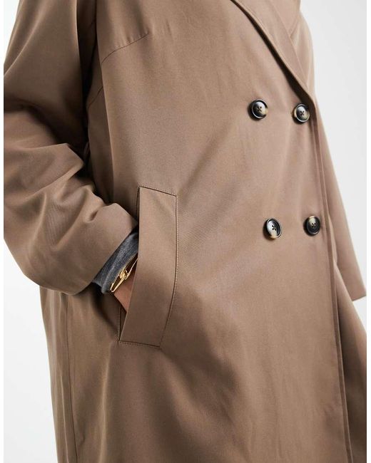 Pieces Plus Blue Pieces Curve Longline Belted Trench Coat