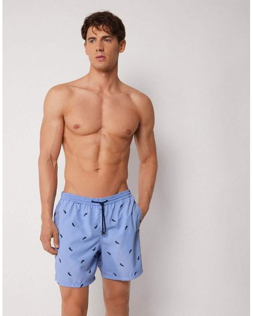 Calzedonia Blue Pattern Swim Boxer Formentera for men