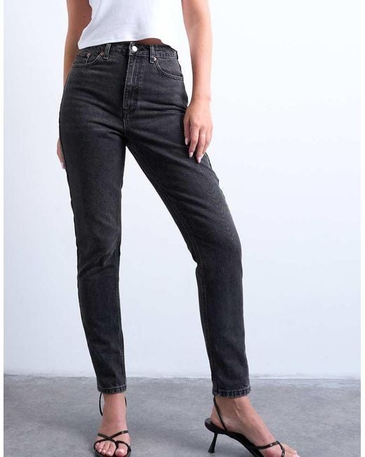 Topshop Hourglass Black Original High Rise Mom Jean