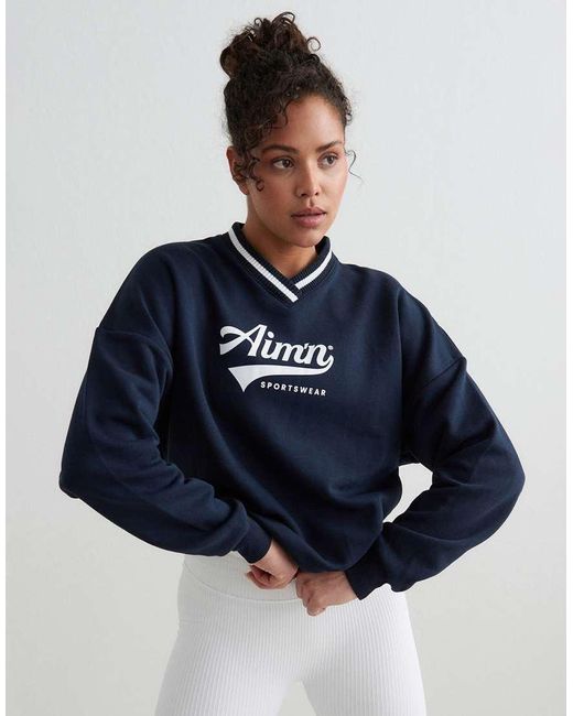 Sudadera Marino Con Cuello De Pico Pitch De Aim'n de color Blue