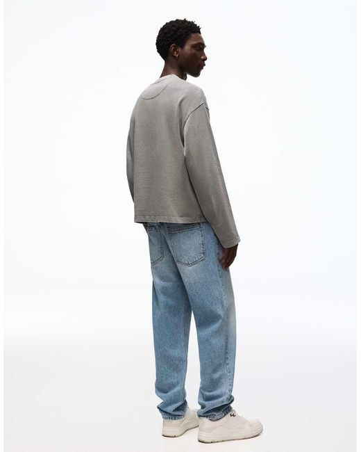 Bershka Gray Straight-leg Jeans for men