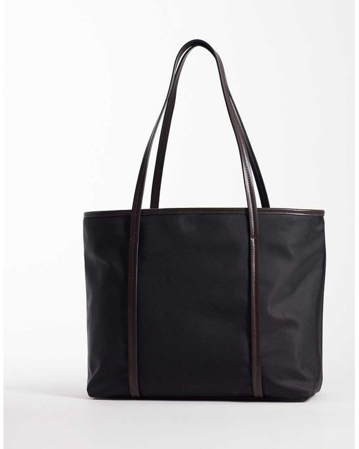 ASOS Black Nylon Contrast Strap Tote