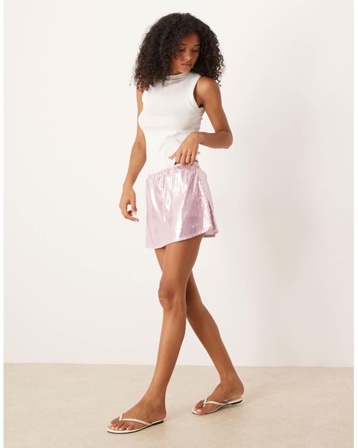 ASOS Pink Sequin Mini Skort