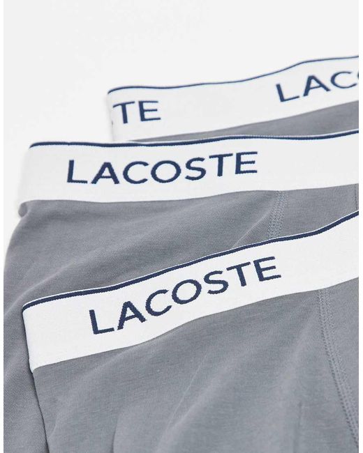 Lacoste Gray 3 Pack Trunks for men