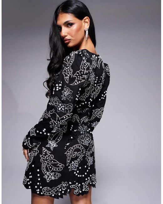ASOS Mini Jurk Met Zilveren Versiering in het Black