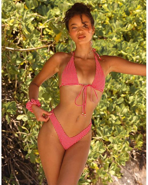 Kulani Kinis Red Strawberry Siesta Halter Bikini Top