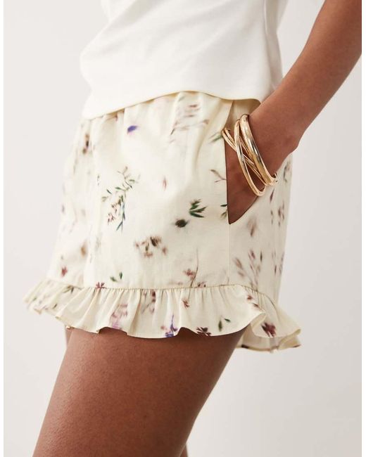 ASOS Natural Frill Hem Shorts