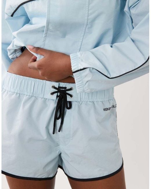 ASOS Blue Weekend Collective Co-ord Micro Nylon Short With Tie Waist Detail