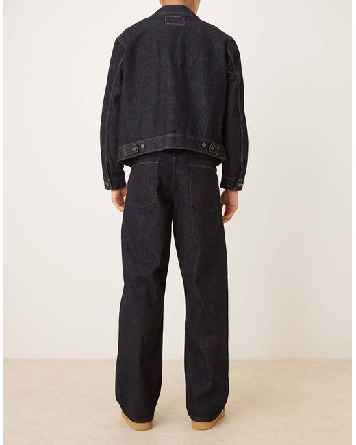 ASOS Blue Premium Selvedge baggy Jeans for men