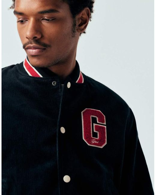Gant Black G Logo Cord Varsity Jacket for men