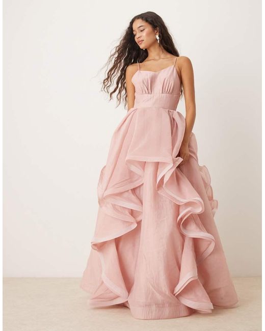 True Decadence Pink V Neck Maxi Dresses