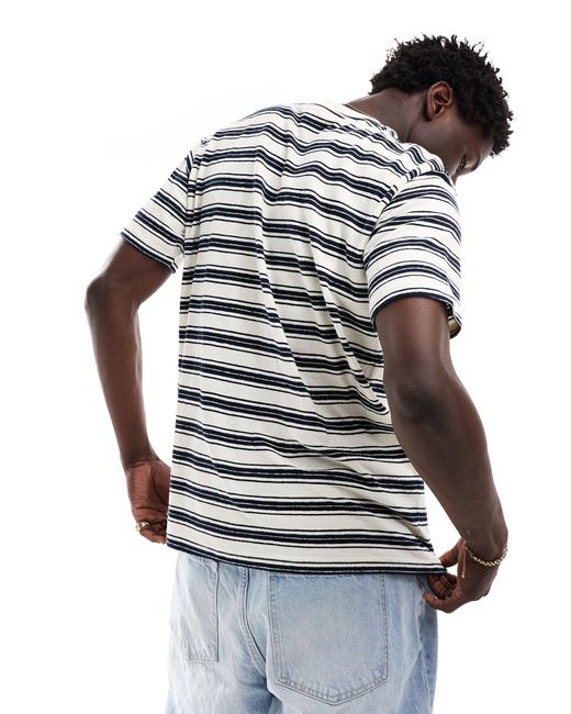 T-shirt oversize a righe blu navy e bianche testurizzata di SELECTED in White da Uomo