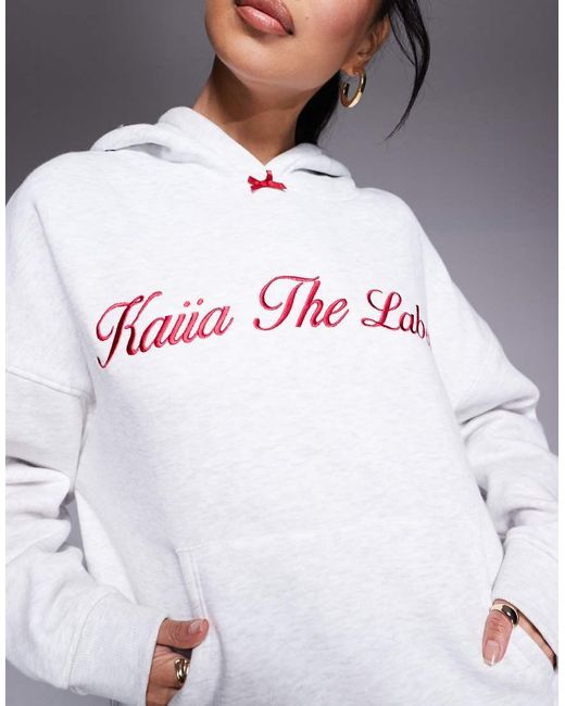 Sudadera Extragrande Con Capucha, Logo Bordado Y Detalle De Lazo De (Parte De Un Conjunto) Kaiia de color White
