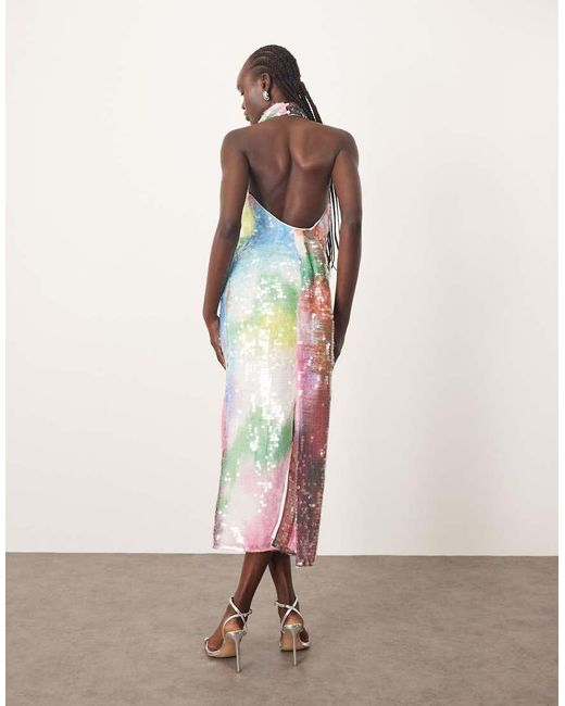 ARRANGE Maxi Jurk Met Versiering, Drapering En Halternek in het Pink