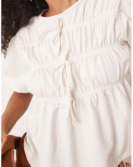ASOS White Tie Front Ruched T-shirt