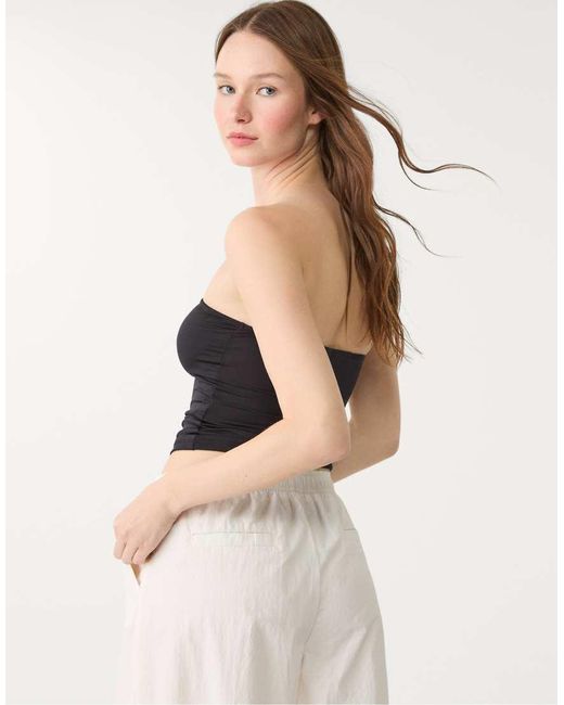 Stradivarius Black Polyamide Bandeau Top