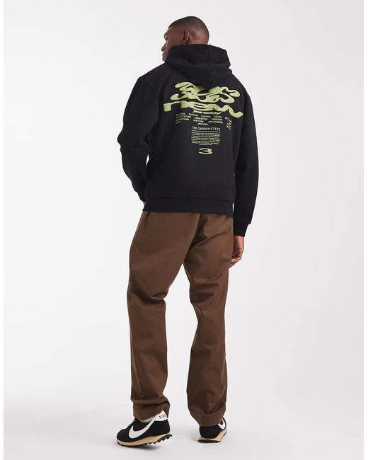 ASOS Black Hoodie With Text Print And Wash Effect for men