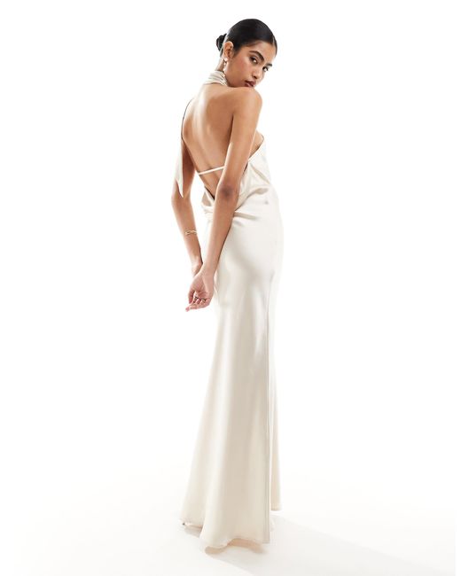 princess polly baby blue dress Pretty Lavish Hen Backless Satin Scarf Maxi Dress in White