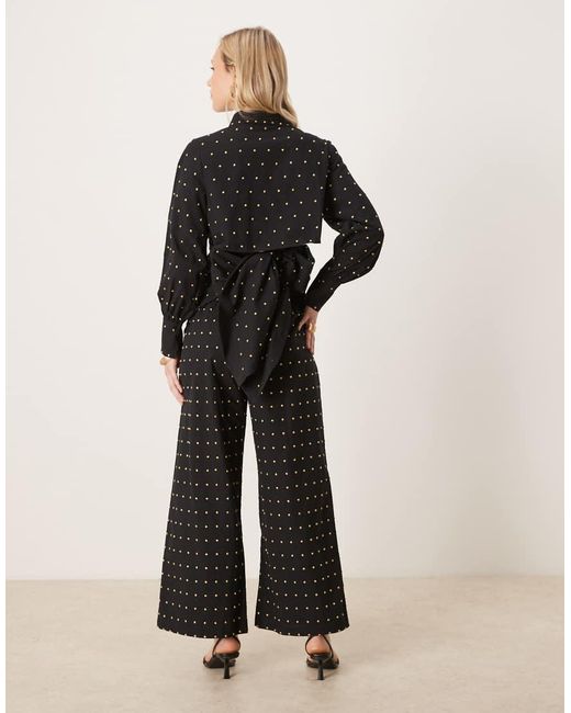 Never Fully Dressed Black Petite Cotton Hotfix Wide Leg Pants