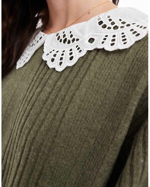 ASOS Lace Collar Cosy Mini Dress in Green Lyst UK