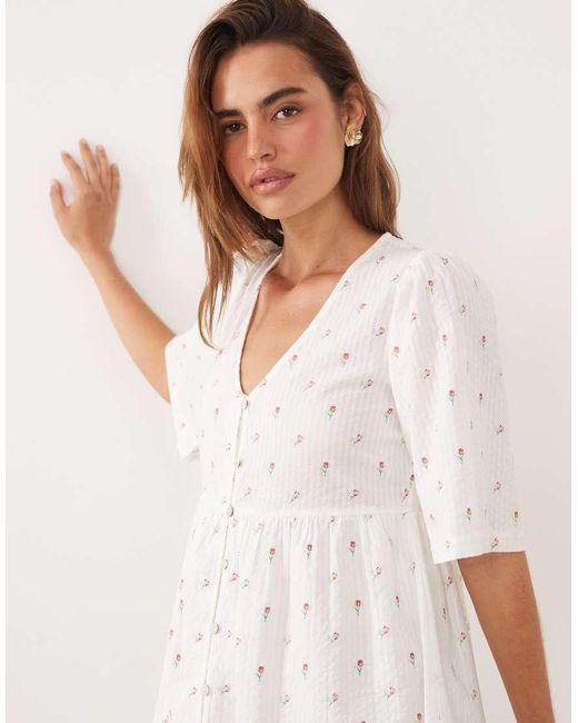 Jdy Natural V Neck Button Down Midi Dress