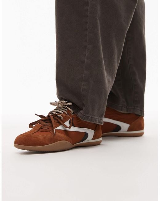 Bronx Brown Park-err Leather Sneakers With Contrast Laces