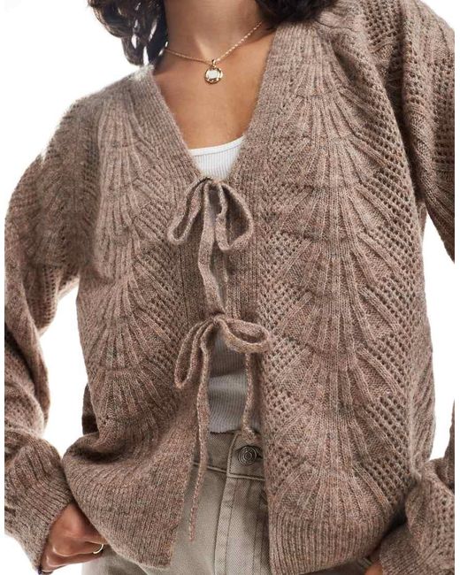 Object Brown Knitted Tie Front Cardigan