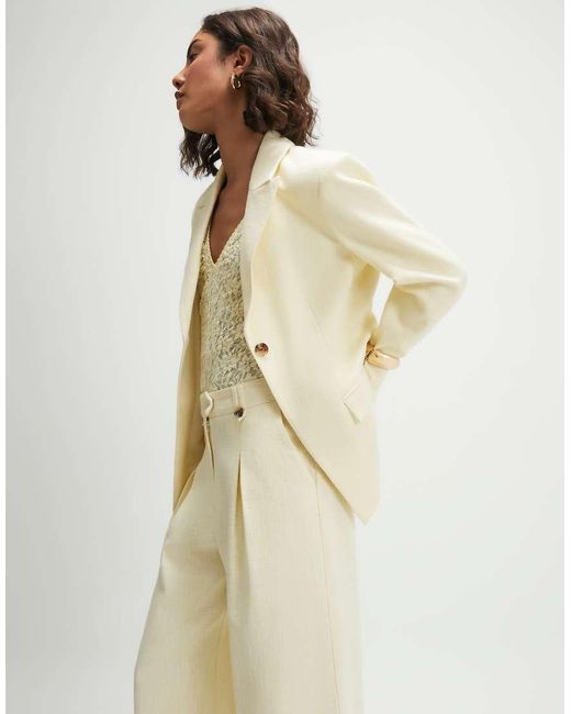 River Island Natural Cotton Cinched Blazer