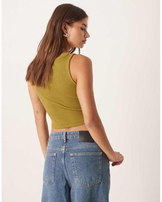 JJXX Green Fallon Ribbed Cropped Vest