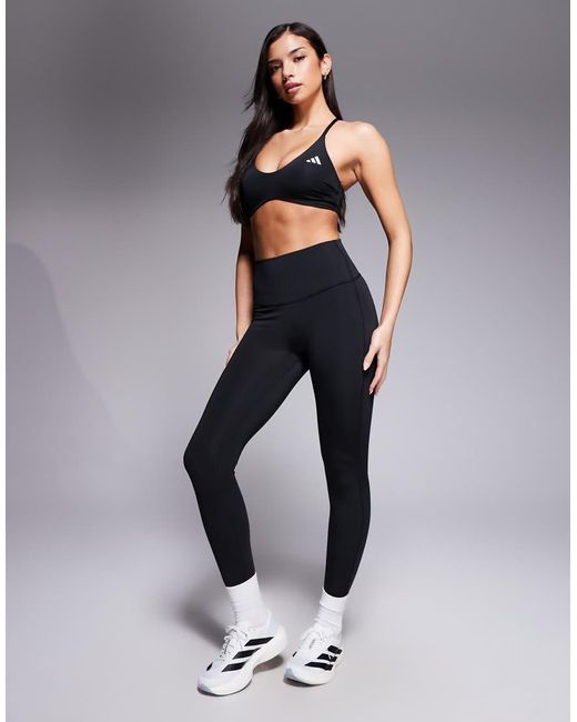 Adidas Originals Black Adidas Training Optime Essentials Light Support Sports Bra