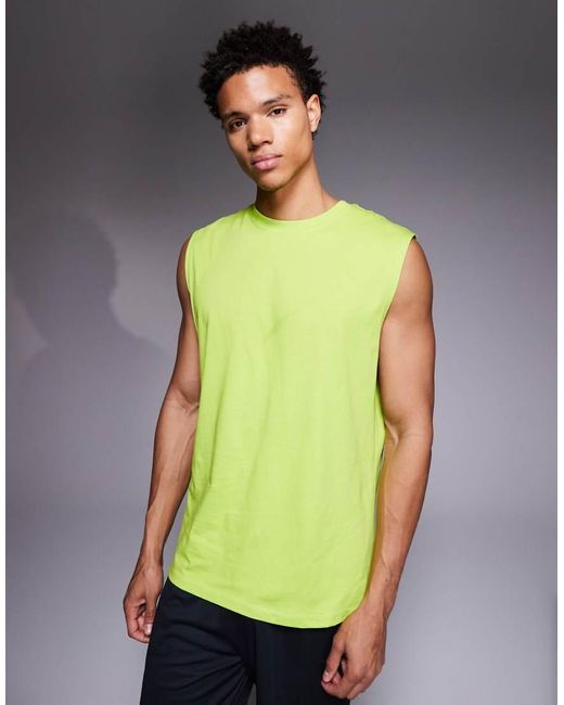 4505 Green Icon Oversized Cotton Pump Training Tank Top With Quick Dry Finish for men