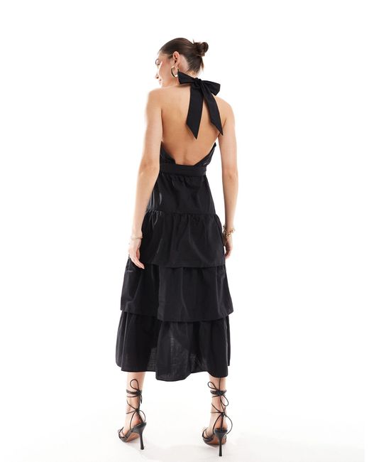 Never Fully Dressed Black Halterneck Cotton Midaxi Dress