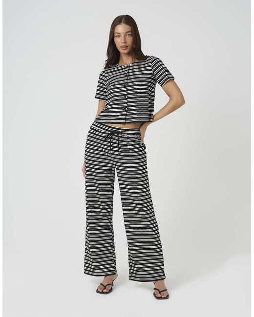 Brave Soul Gray Textured Jersey Stripe Straight Leg Trousers