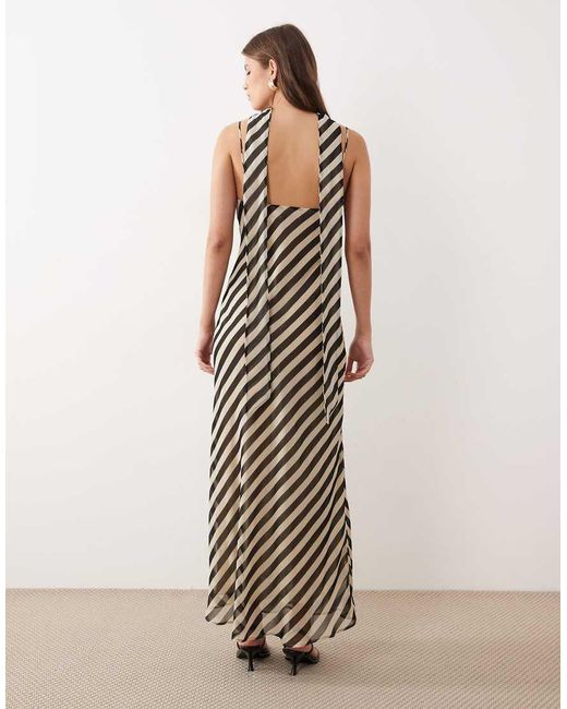 Mango Natural Scoop Neck Strappy Maxi Dress With Scarf Detail