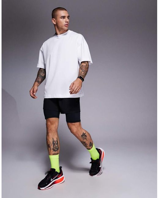 Camiseta Blanca Extragrande De Algodón Grueso Con Acabado De Secado Rápido Icon De -Blanco 4505 de hombre de color White