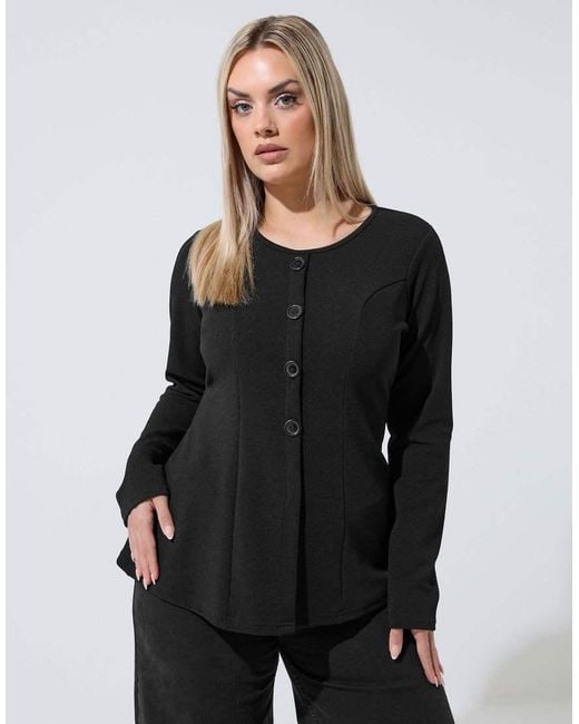 Yours Clothing Black Long Sleeve Seam Detail Top