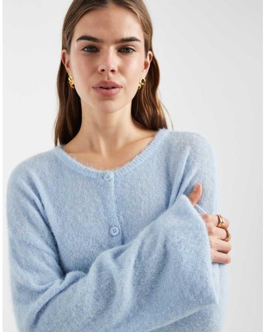 Pieces Blue Knitted Cardigan