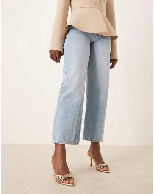 Mango Blue Heeled Mule Sandal