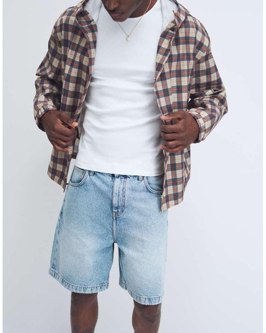 ASOS White Mid Length Denim Jorts for men