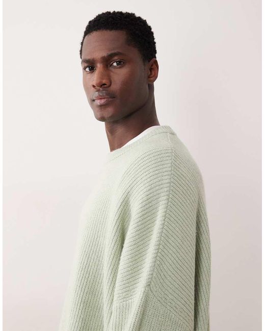 ASOS Natural Super Oversized Boxy Fit Knitted Fisherman Rib Jumper for men