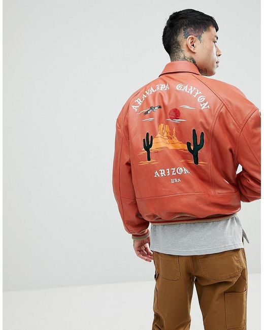 ASOS Festival Plus Oversized Varsity Jacket With Embroidery In Red for men