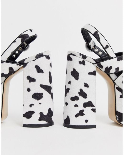 Lamoda Satin Cow Print Platform Sandals Lyst 