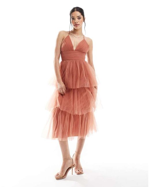 LACE & BEADS White Bridesmaid Odette Midaxi Dress
